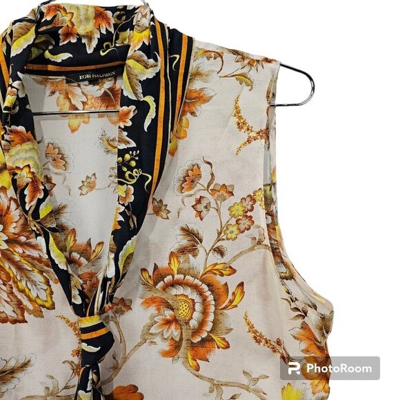 KOBI HALPERIN ALIX Neck Tie Silk Floral Tank Top Blouse - Picture 4 of 6